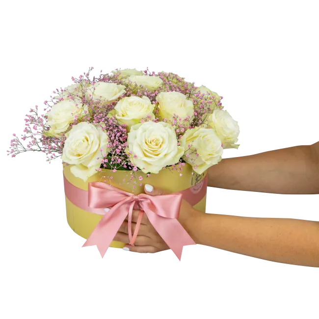 box s ekvádorskými růžemi